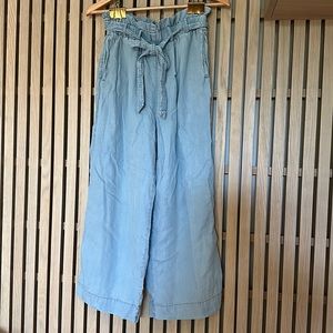 Wide leg ankle tencel pant